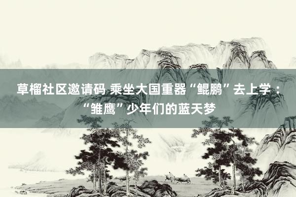 草榴社区邀请码 乘坐大国重器“鲲鹏”去上学 ：“雏鹰”少年们的蓝天梦