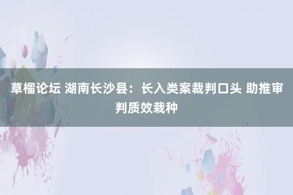 草榴论坛 湖南长沙县：长入类案裁判口头 助推审判质效栽种