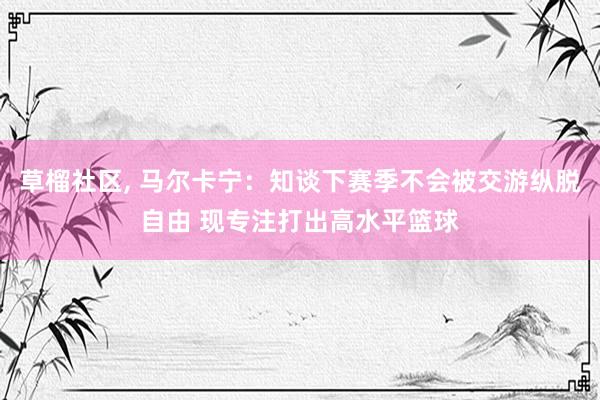 草榴社区， 马尔卡宁：知谈下赛季不会被交游纵脱自由 现专注打出高水平篮球