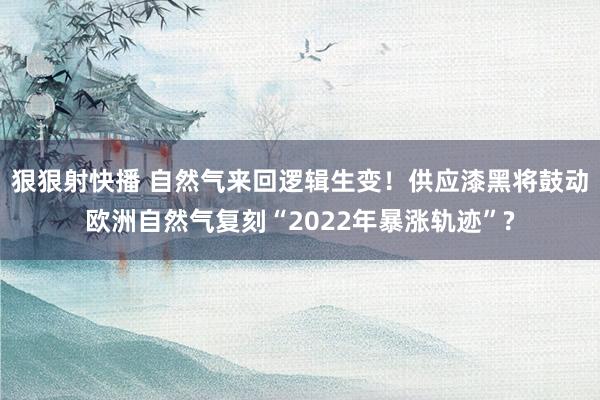 狠狠射快播 自然气来回逻辑生变！供应漆黑将鼓动欧洲自然气复刻“2022年暴涨轨迹”?